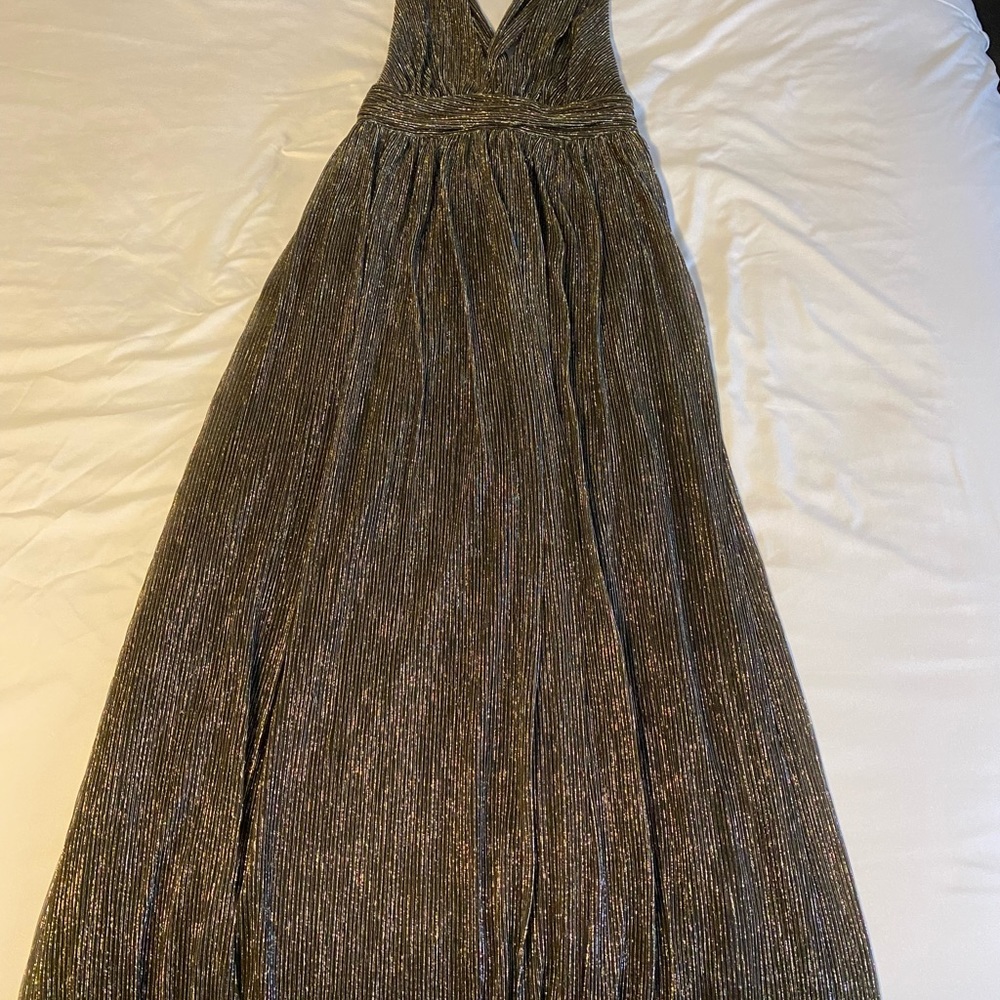 Lulus Black & Gold Metallic Maxi Dress